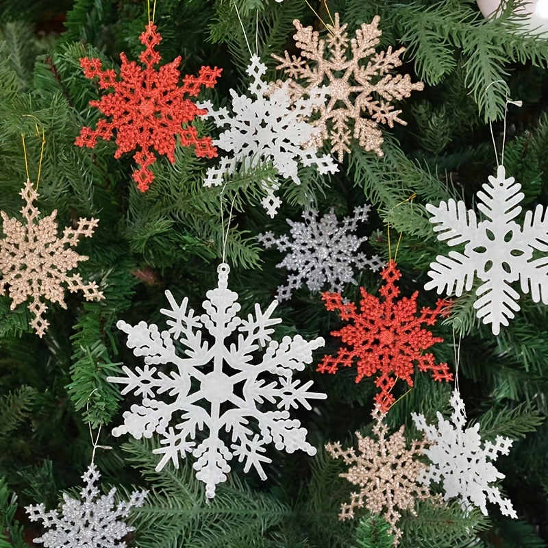 12 Pcs 10cm Window Christmas Snowflake Hanging Decors Glitter