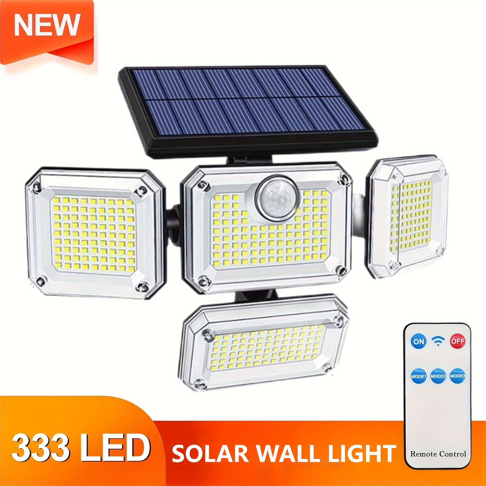 1pc 333 Led Lámpara Solar Luces Seguridad Aire Libre Sensor - Temu