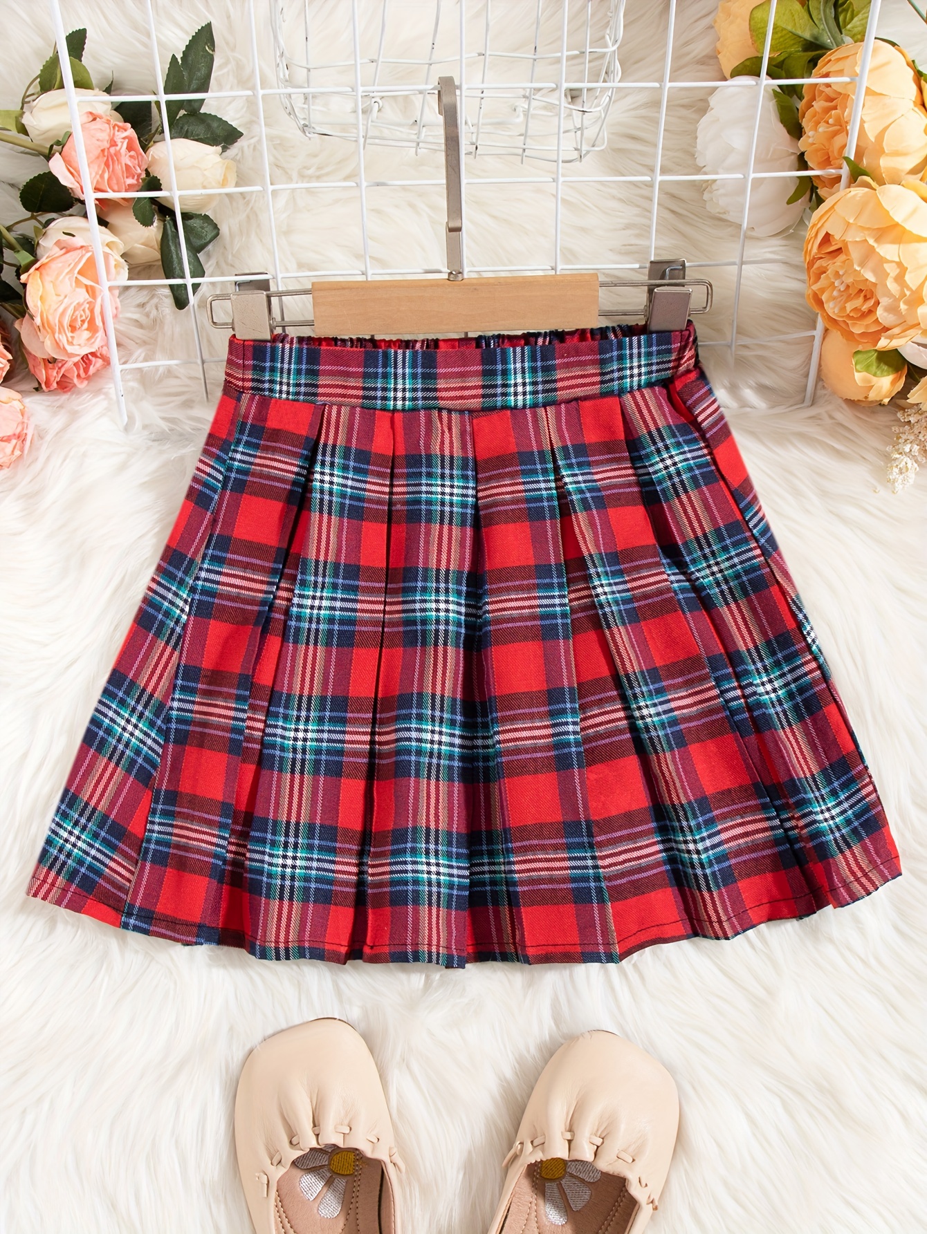 Girls Cute Checkered Pattern Skirt For All Seasons Outdoor Activities