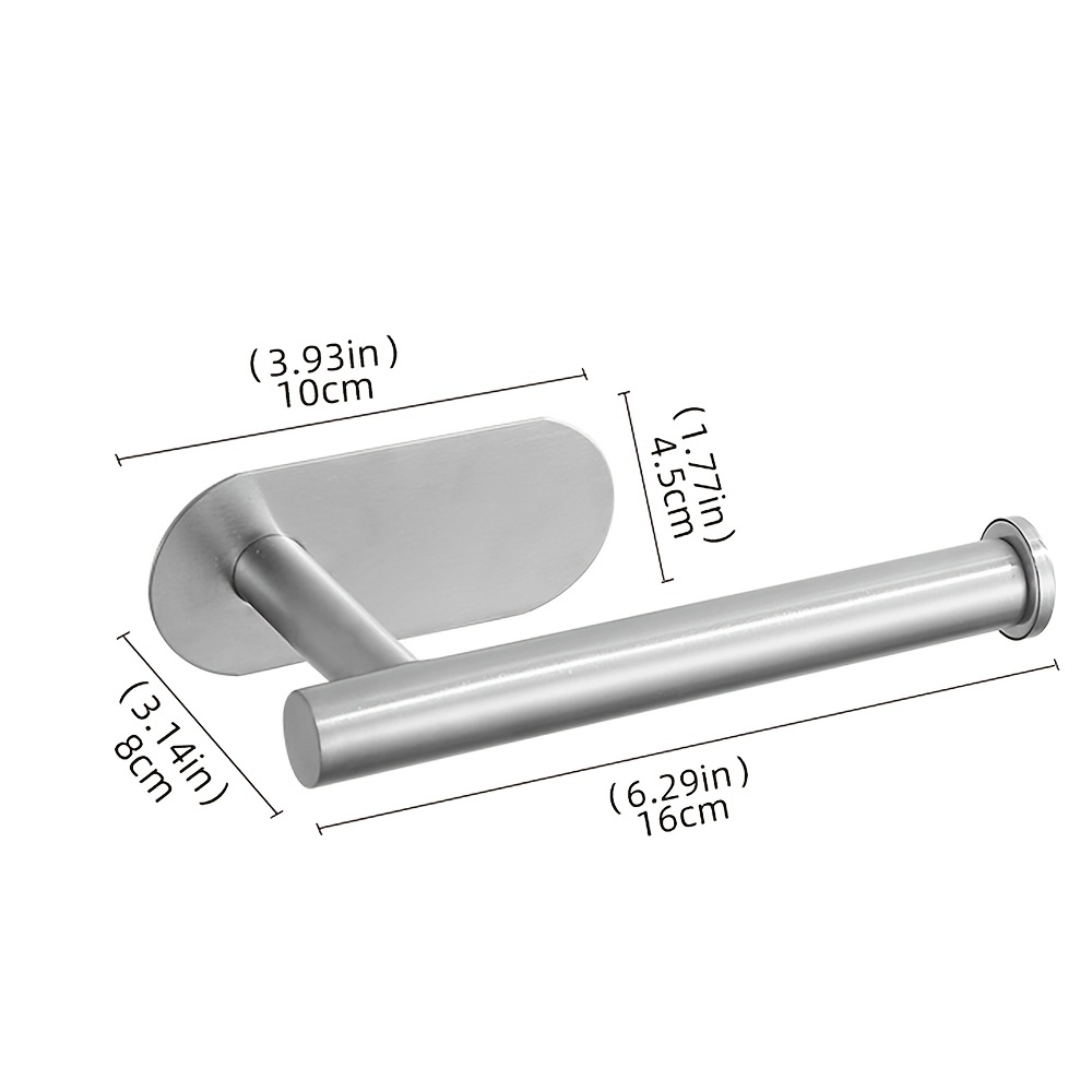 Adhesive Toilet Paper Holder, Brushed Toilet Roll Holder Stick On Wall For  Bathroom, Sus 304 Stainless Steel - Temu