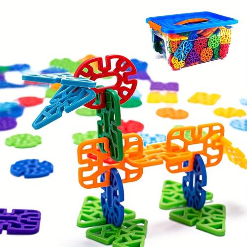 children building toys 98pcs snowflakes educational building blocks kit for kids round hole assembly puzzle best gift for boys girls creative games and fun activity random color