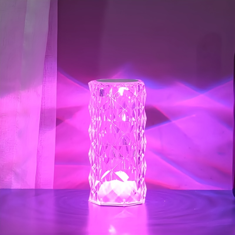  Lámpara de escritorio táctil con luz de cristal, recargable por  USB con 16 cambios de color RGB, luz nocturna regulable con barra de  control remoto, decoración de dormitorio, lámpara de escritorio 