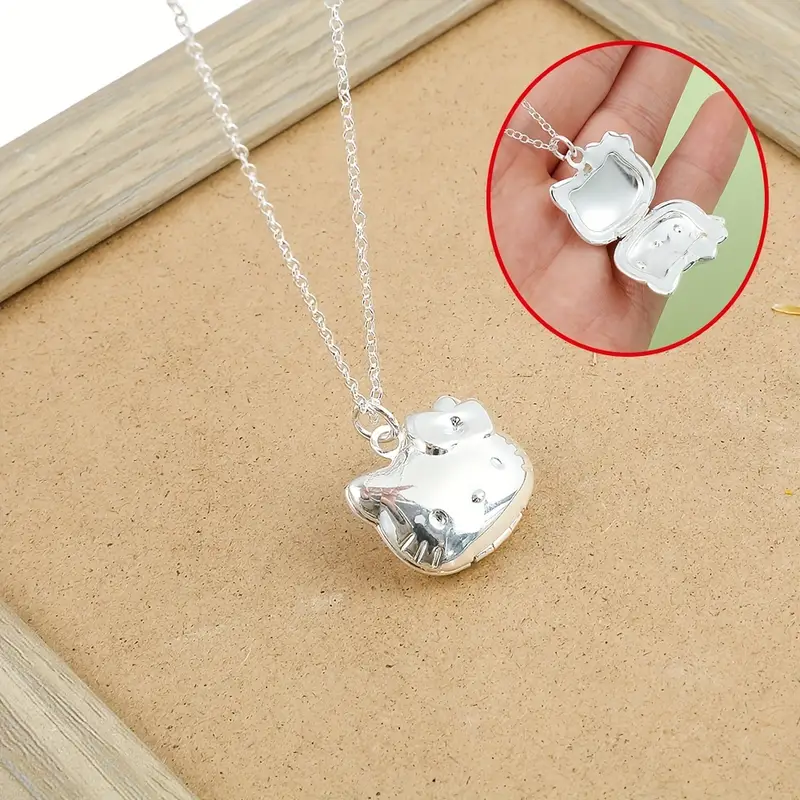 1pc Y2K Jewelry Cute Openable Sanrio Hello Kitty Cat Pendant Necklace For  Girls, Student, Birthday Gifts