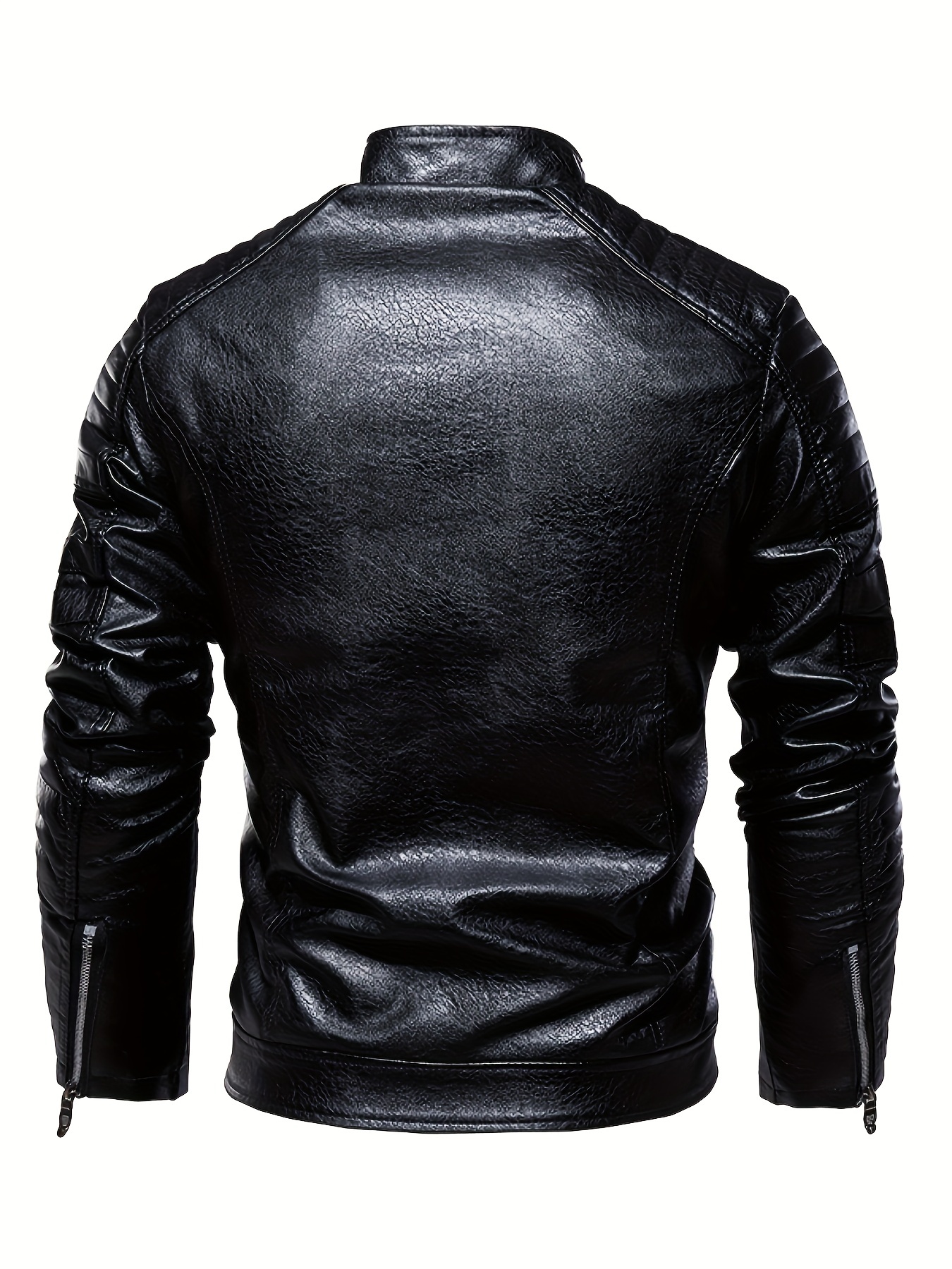 Men's Stand Collar Vintage Faux Leather Jacket Slim Fit - Temu Canada