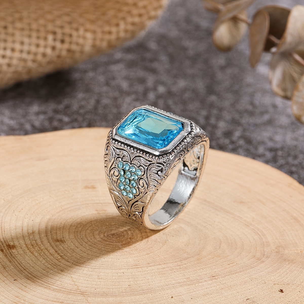 Men's Vintage Turquoise Stone Stainless Steel Ring