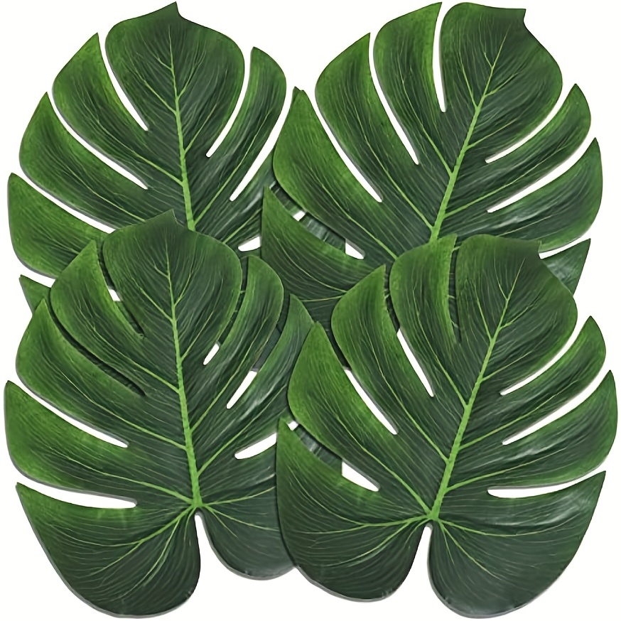 24pcs Artificial Palm Leaves, Large Palm Leaves For Hawaiian Luau Party  Jungle Beach Theme Party Birthday Party Table And Wall Decorations