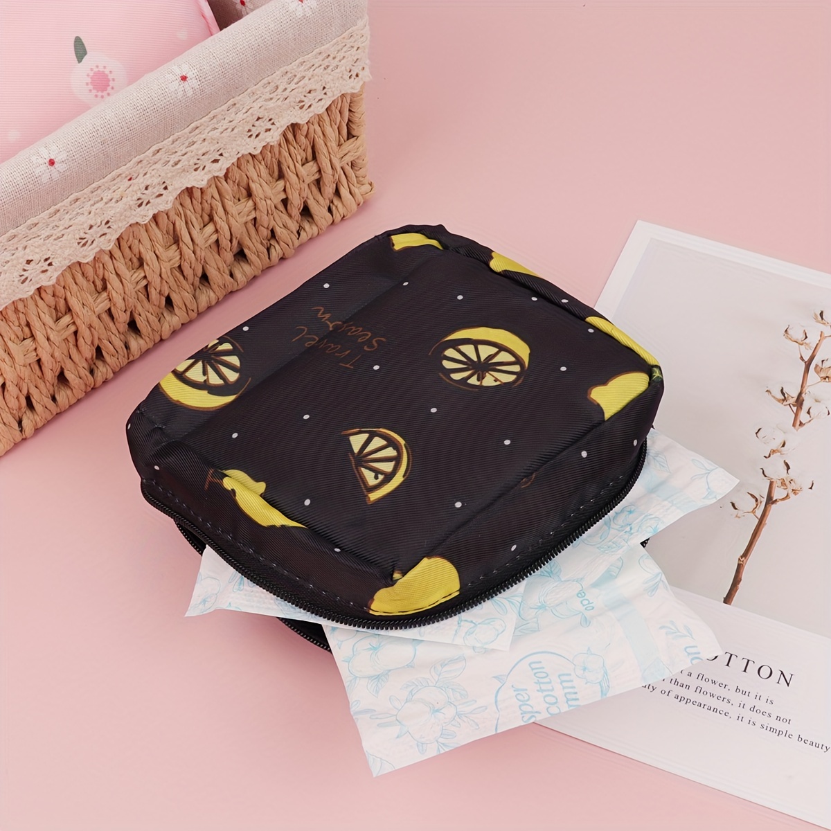 Cartoon Pattern Sanitary Napkin Pouch Zipper Portable Clutch - Temu