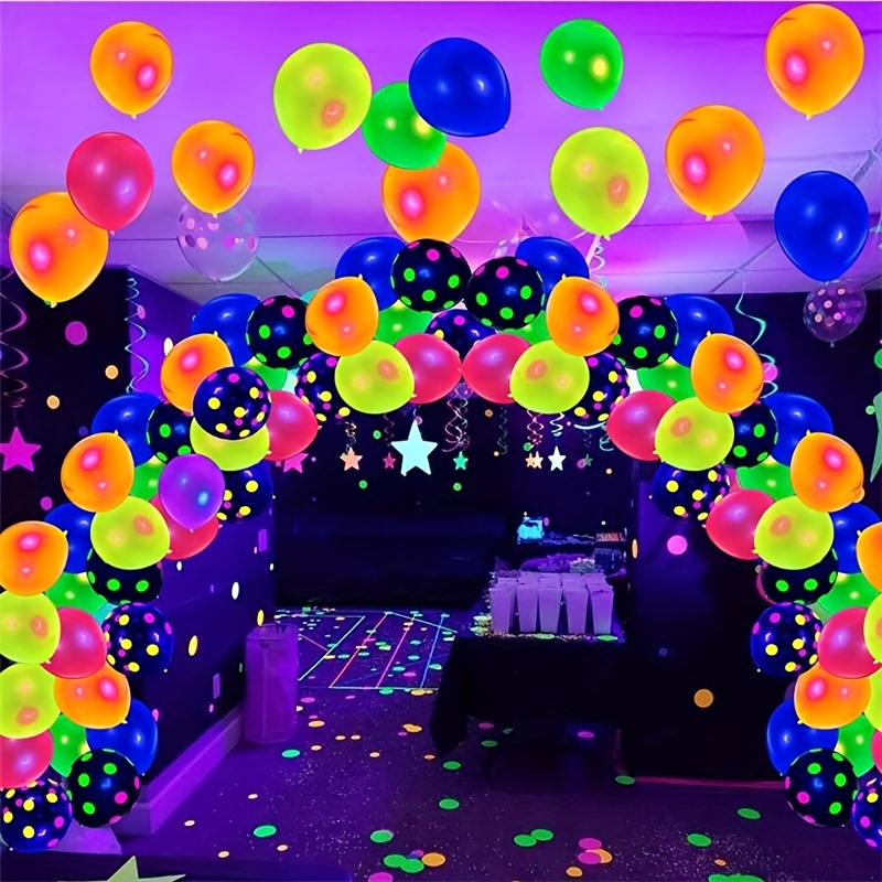 Lbq 10pcs Joyeux anniversaire Ballon Brillant Dans Le Uv Neon