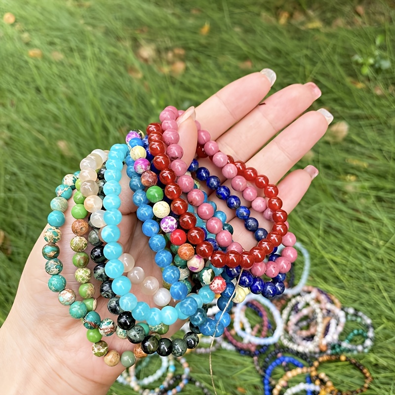 Healing Crystal Stone Beaded Bracelets for Women and Men,Natural Gemstone  Bracelet,8mm Anti Anxiety Stress Relief Beads Bracelets Jewelry Gifts with  Meaningful Message Card