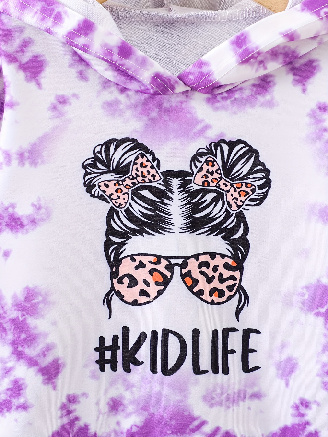 Girls Lightweight Tie Dye Set Kidlife Print Hoodies + Pants - Temu