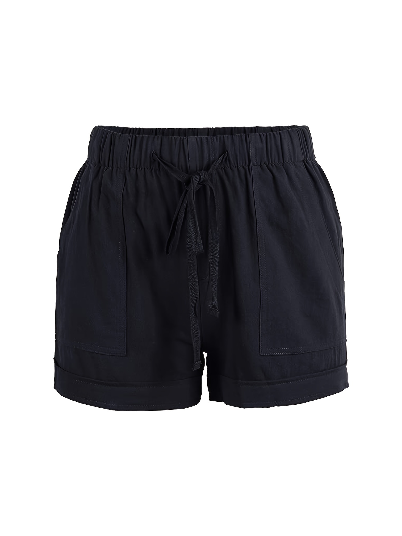 CAICJ98 Womens Shorts Womens Shorts Casual Summer Athletic Shorts Elastic  Comfy Shorts High Waist Pockets Black,S 