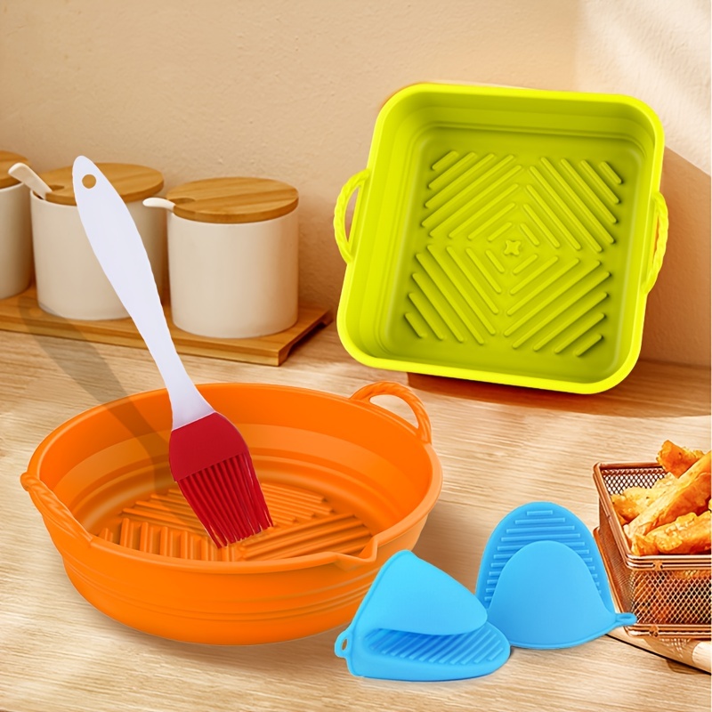 Silicone Air Fryer Liners, Upgrade Foldable Rectangular Air Fryer Silicone  Baking Trays Silicone Baskets for Air Fryer Oven and Microwave, Reusable  Airfryer Accessories 
