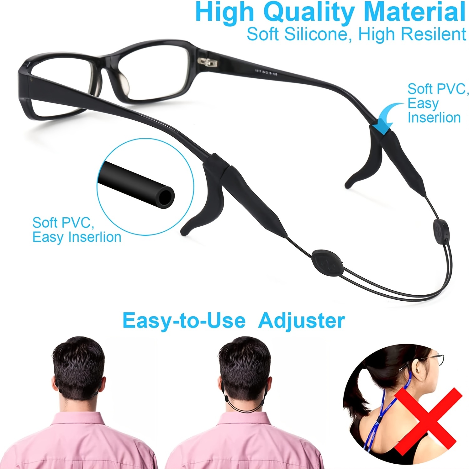 Ursumy Acrylic Glasses Necklace Twist Eyeglasses Holder Strap