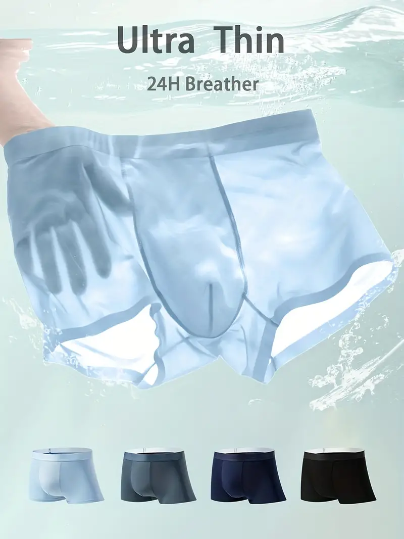 Men's Ice Silk Cool Comfy Boxers Briefs Seamless Breathable - Temu