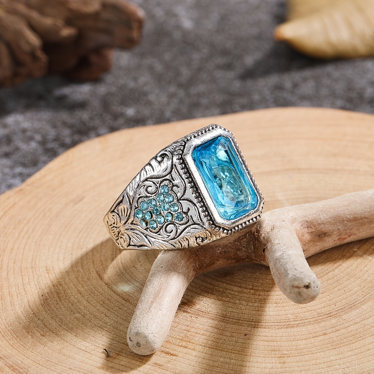 Men's Vintage Turquoise Stone Stainless Steel Ring