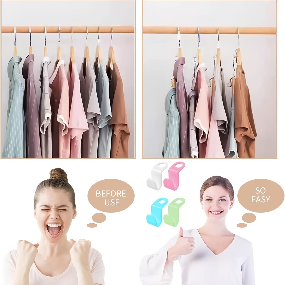 200 PCS Clothes Hanger Connector Hooks, 4 Colors Magic Hanger Hooks Heavy  Duty Cascading Connection Hooks Space Saving Hanger Extenders Clips for  Clothes for Organizer Closet 