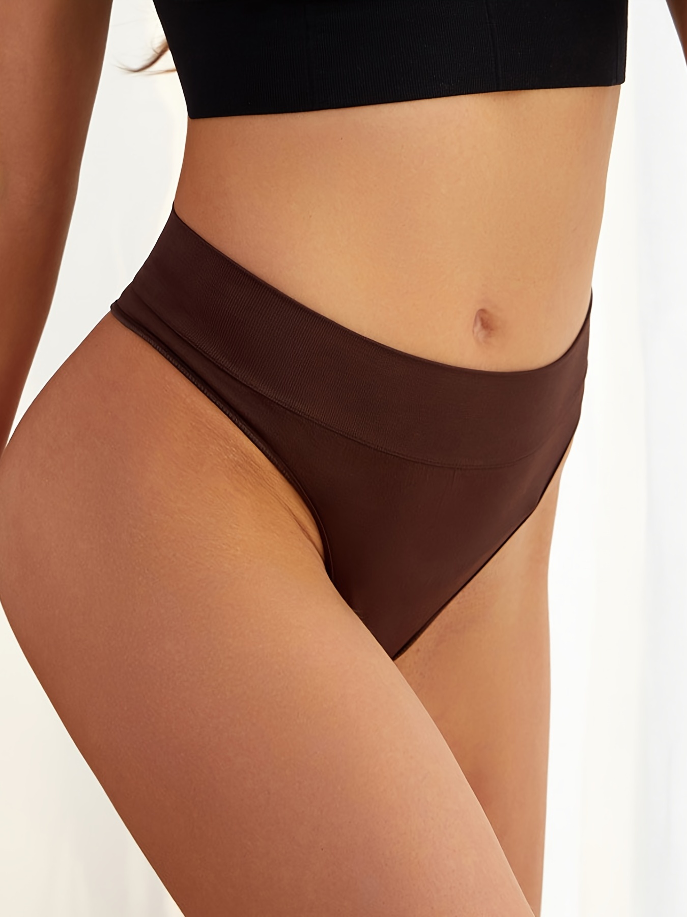 Women's Thin Breathable High Waist Panties Solid Tummy - Temu