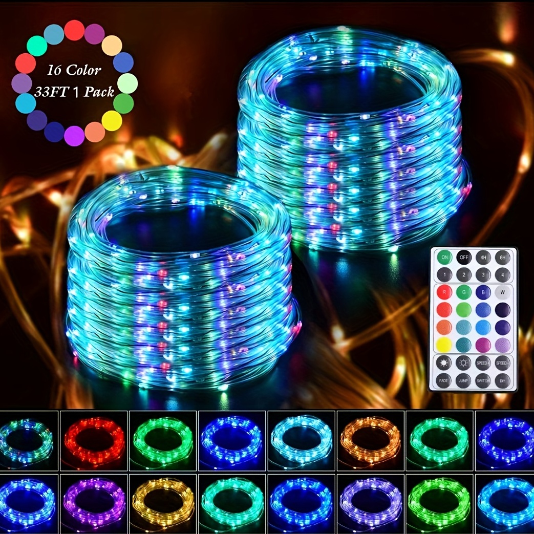 Tira de luces LED que funciona con pilas, cadena de luces de hadas de 40  pies, 120 LEDs, 8 modos, para exteriores, impermeable,  regulable/temporizador