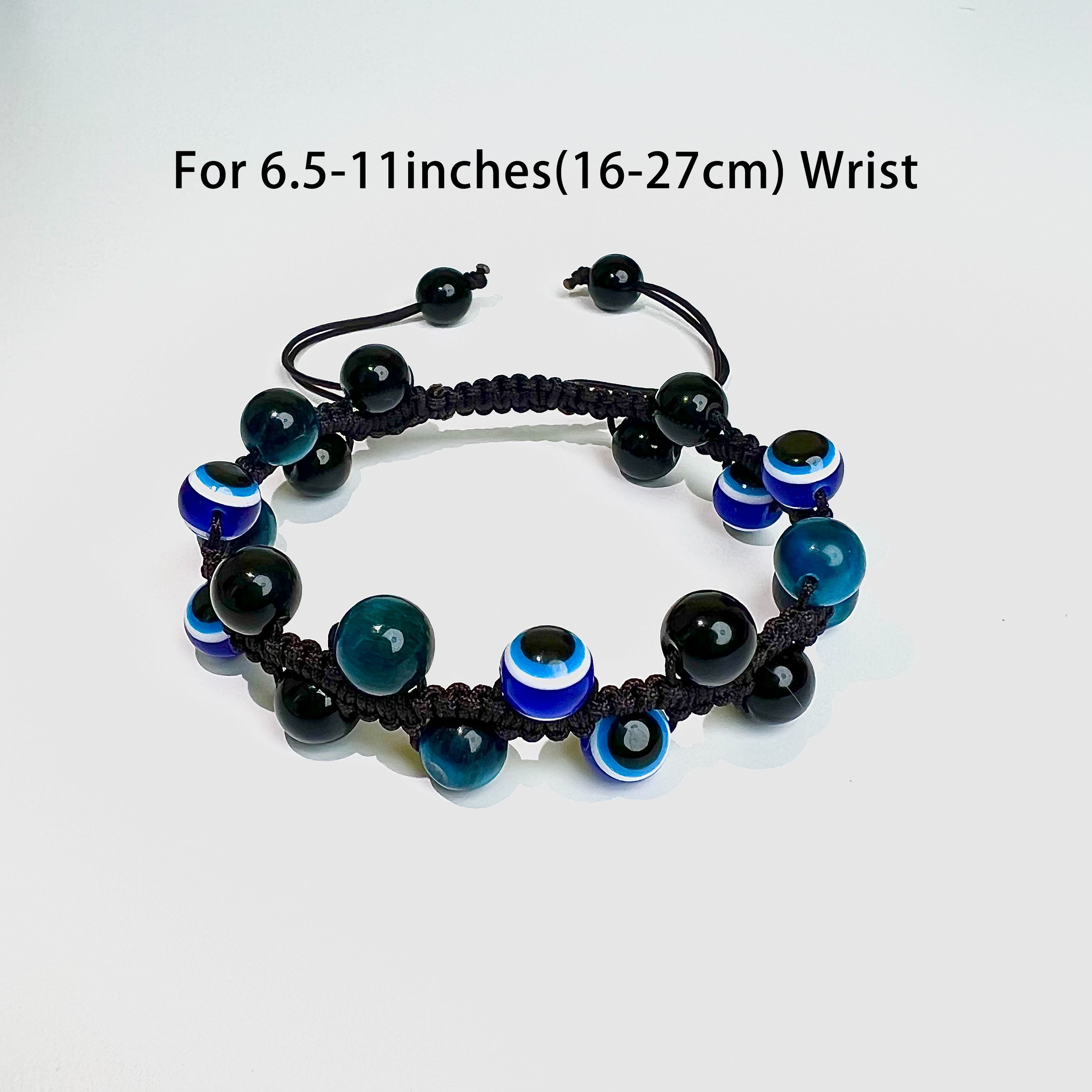 Tiger Eye Natural Stone 8Mm Beads Bracelet Women Men Evil Eye