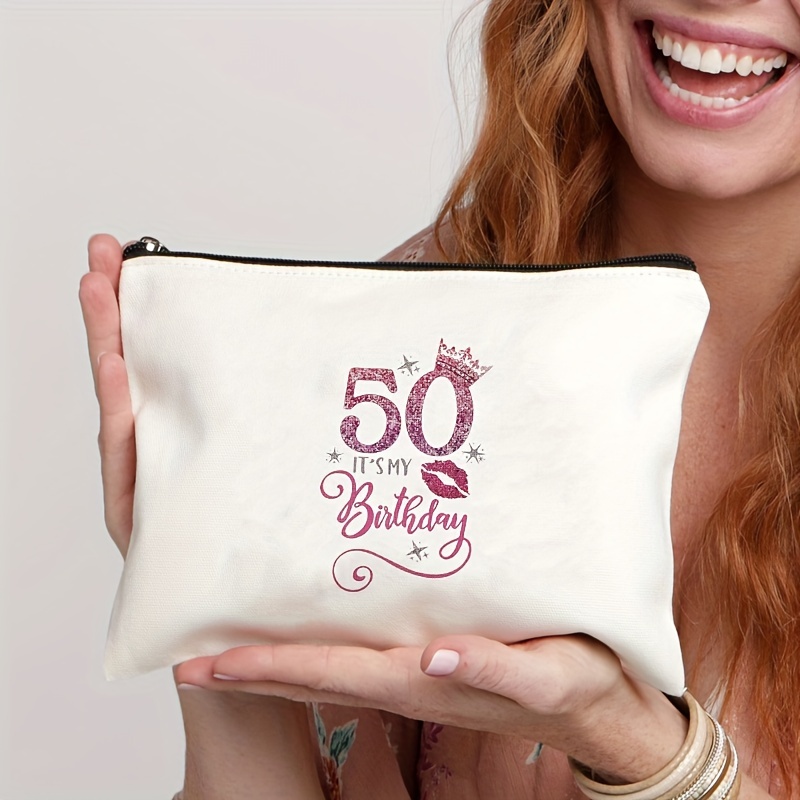 

1pc 50th Birthday Gifts For Women, 50 Years Old Birthday Gifts Makeup Bag, Funny 50th Birthday Gift For Her Makeup Pouch, Gift For Women Mom - Mother's Day Cosmetic Bag