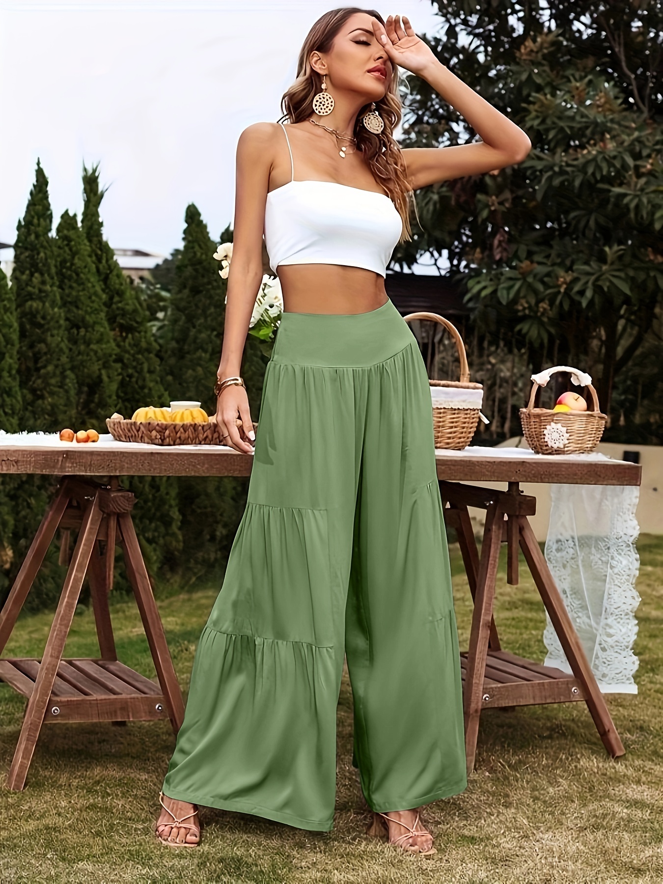 2023 Summer Outfits Clothes Streetwear Loose Pants For Women Trousers High  Waist Fashion Soild Green Black Baggy Pants Trousers