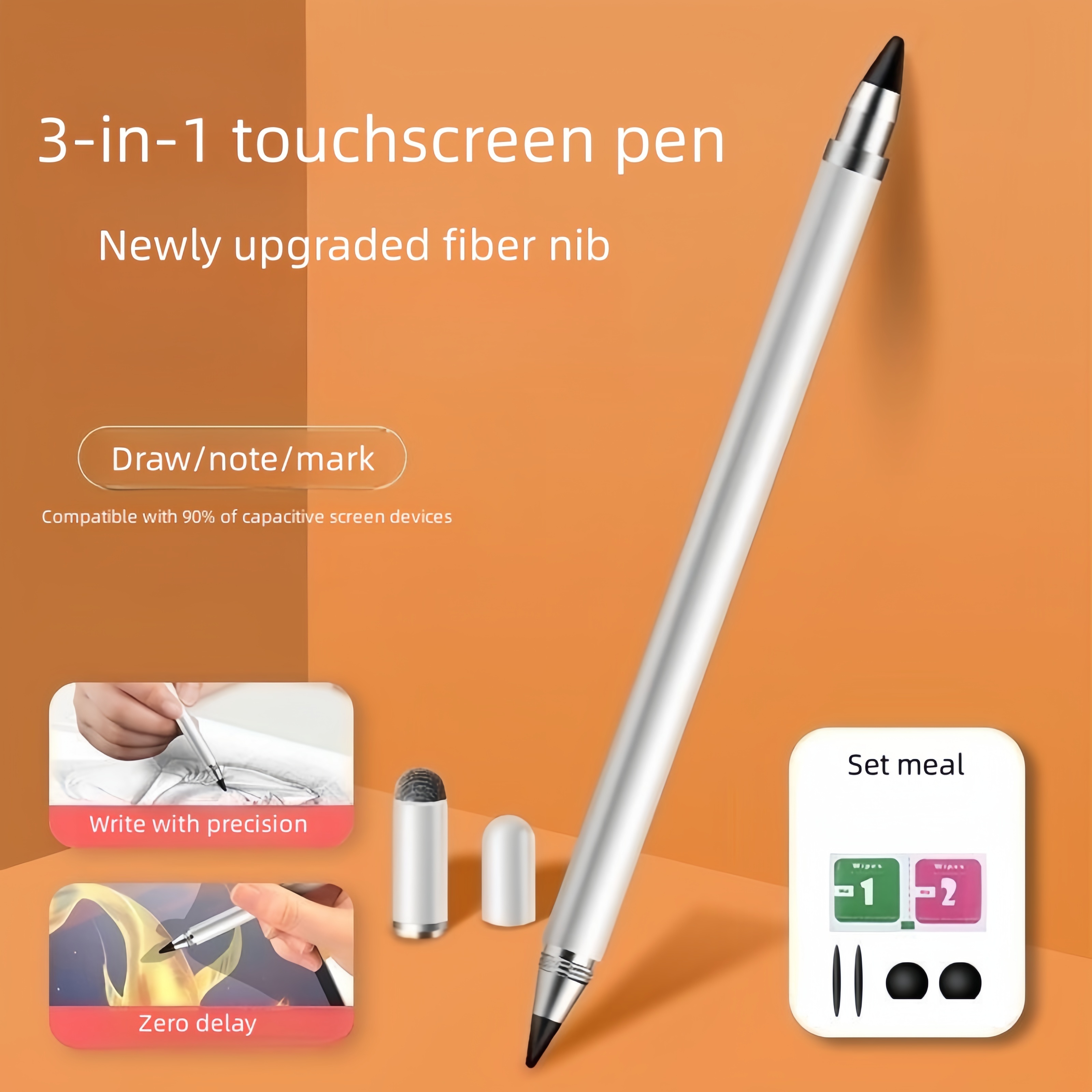2 In 1 Multifunction Fine Point Round Thin Tip Touch Screen Pen Capacitive  Stylus Pen For Smart Phone Tablet For Ipad For Iphone - Ballpoint Pens -  AliExpress
