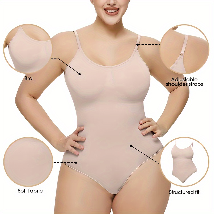 3pcs Seamless Shaping Bodysuit, Tummy Control Slimming Thong Body Shaper,  Women's Underwear & Shapewear