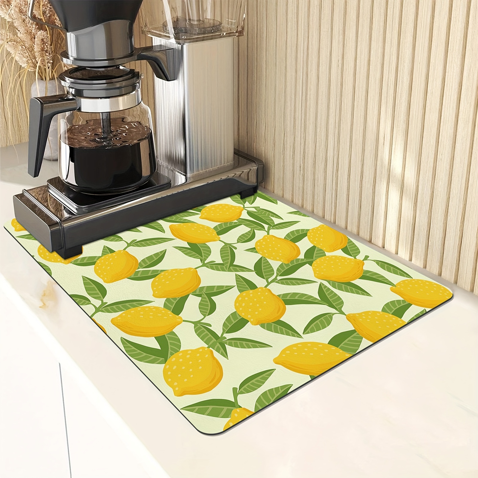 Printed Dish Drying Mat Kitchen Quick Drain Pad Super Absorbent