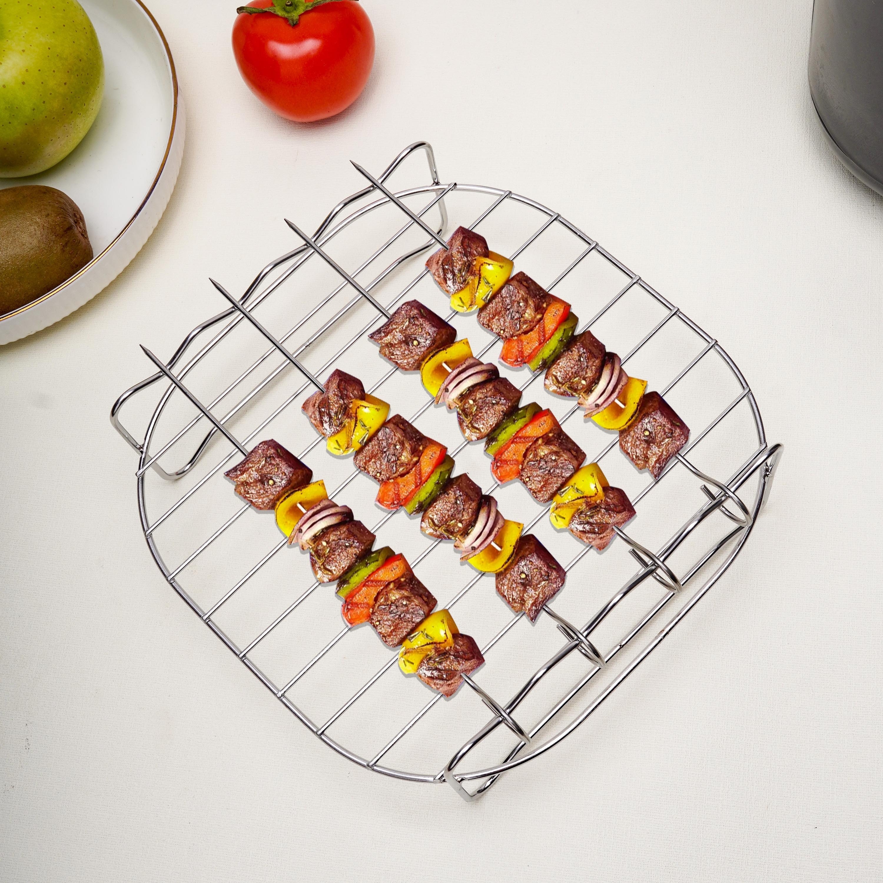 Air Fryer Rack With 4 Barbecue Sticks For Double Basket Air - Temu