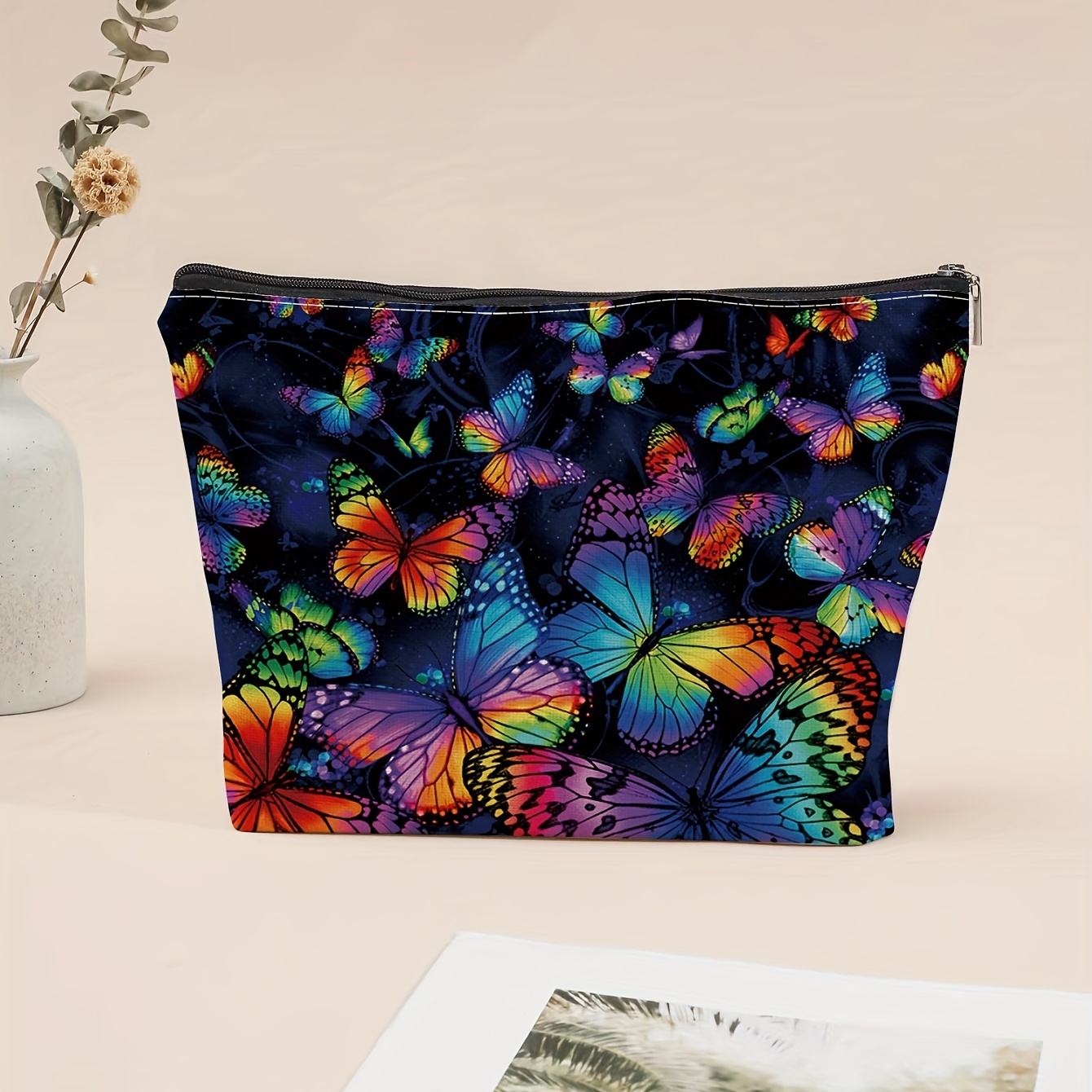 

Butterfly Pattern Makeup Bag, Small Capacity Cosmetic Bag, Mini Change Holder, Coin Pouch With Zipper
