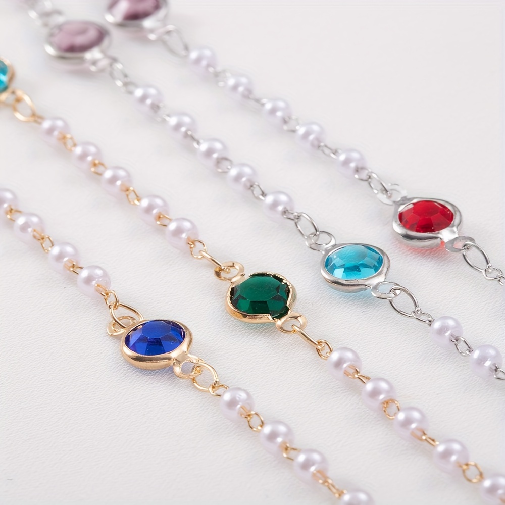 1 Meter Stone Beads Chain Mix Color Imitation Pearl - Temu