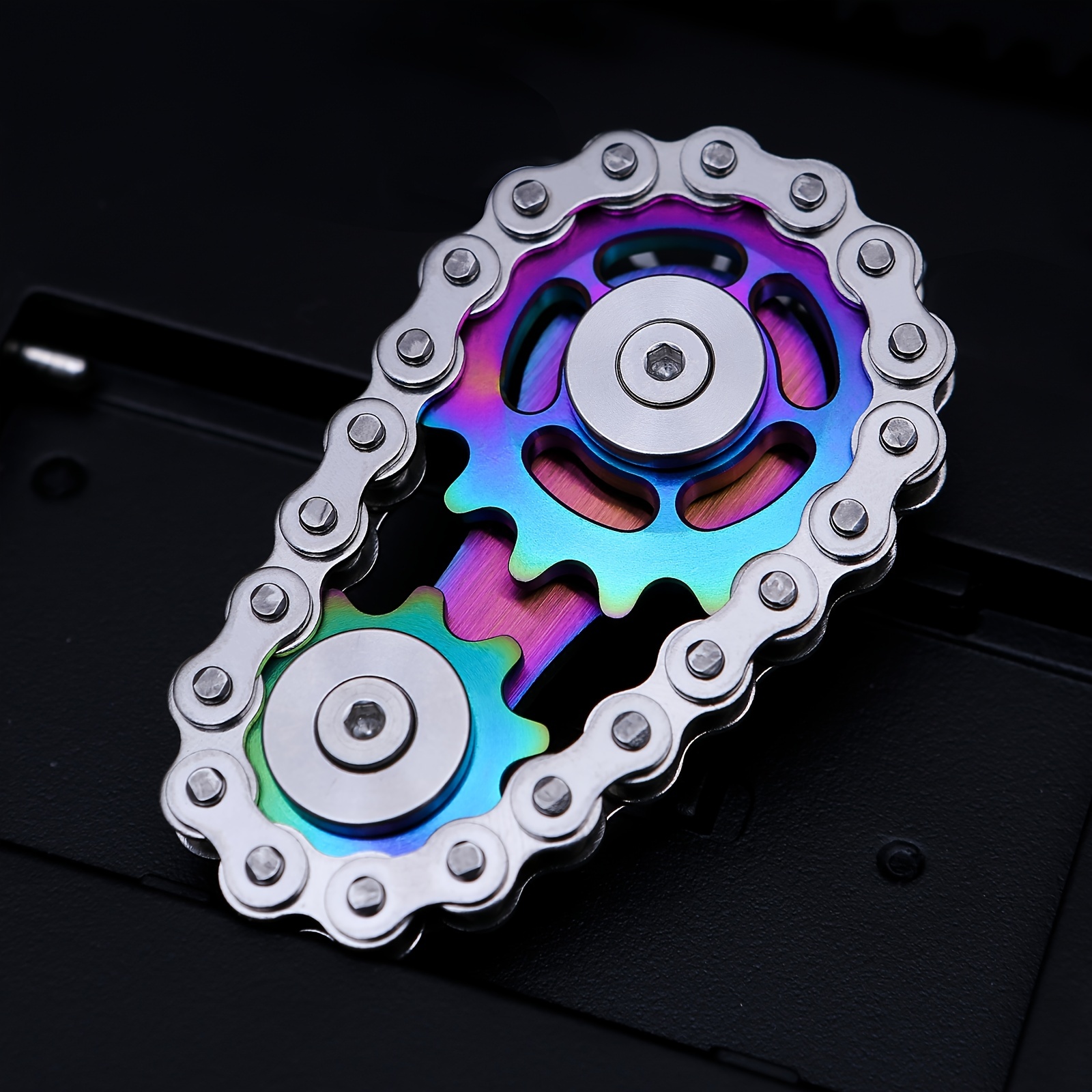 Nuovo fidget spinner metallo antistress ingranaggio catena pignone