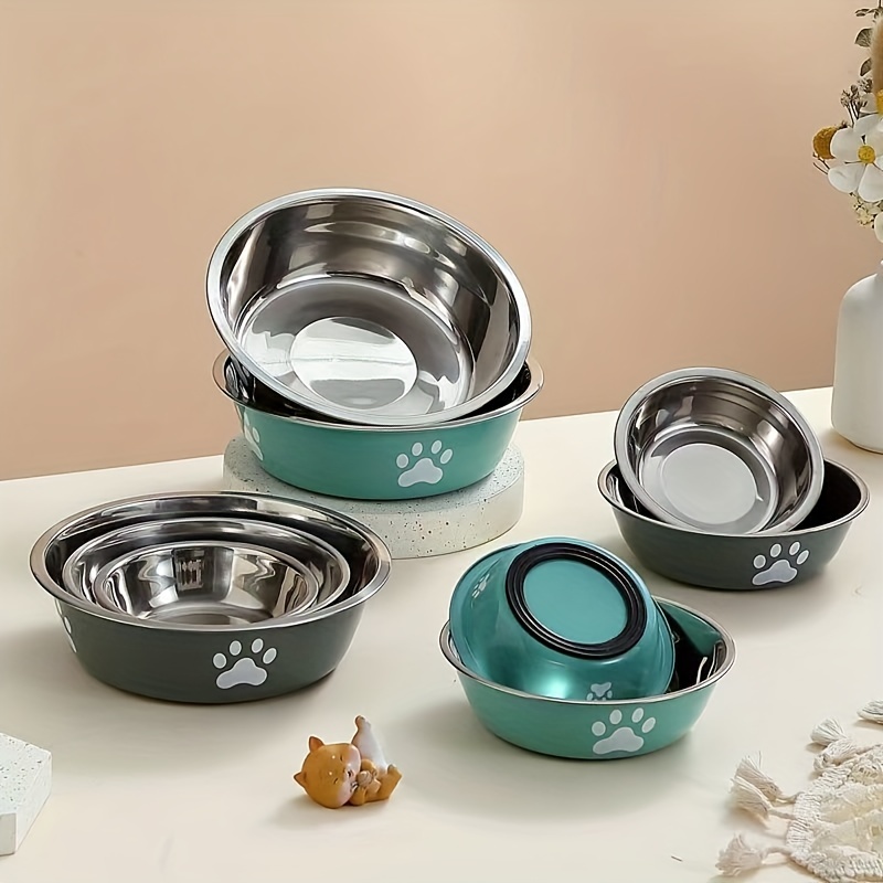 

Stainless Steel Dog Bowl Pet Feeder Bowl Cat Food Bowl, Silicone Bottom Non-slip Drinking Eating Feeding Bowl