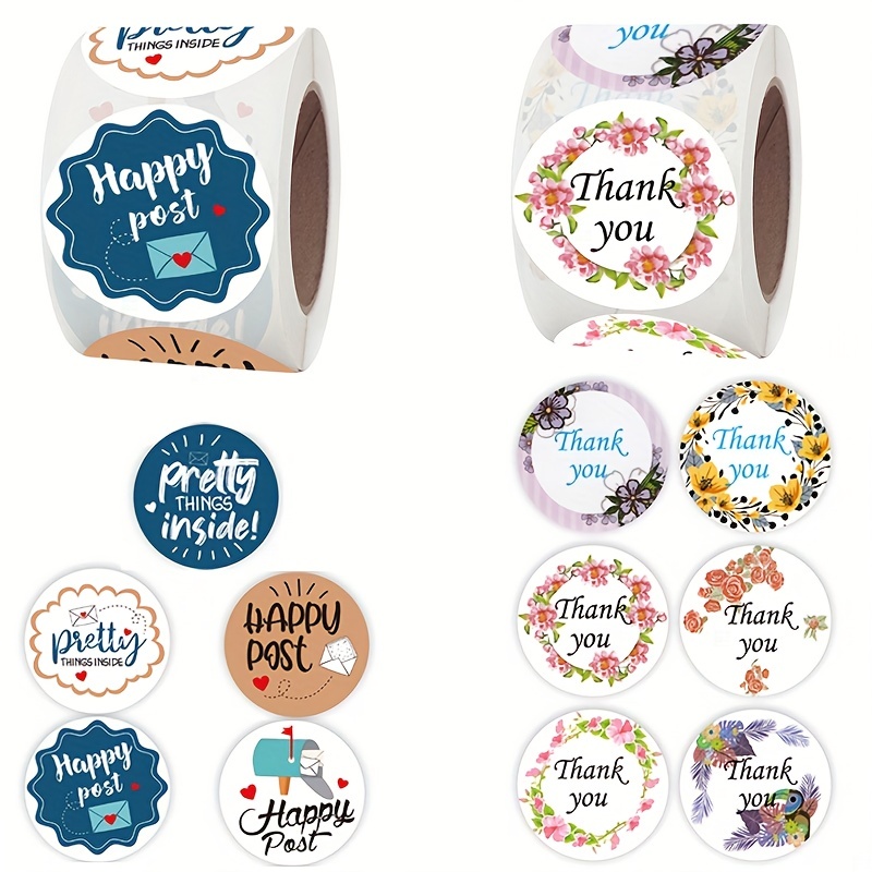 500pcs/roll, Pretty Things Inside Stickers Round Thank You Labels For  Shopping Stickers 1.5 Inch Holiday Thank You Package Stickers Adhesive  Something