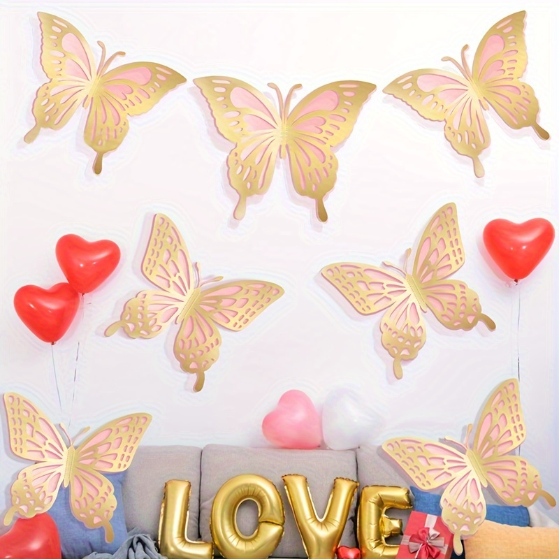 Lot De 12 Stickers Papillons 3D Love Muraux