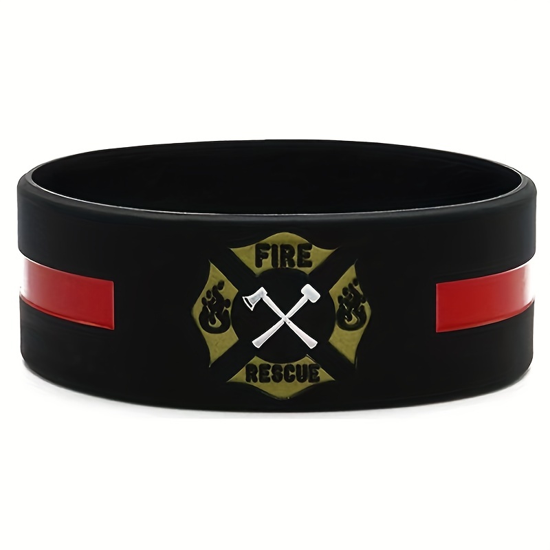 Firefighters Fireman Fire Guard Rubber Bracelet Stretchy Silicone Wristband