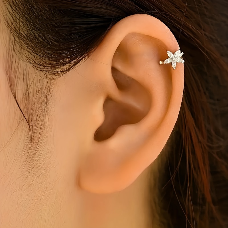Sexy Flower Ear Cuff Wrap Copper Zirconia Style Non Feather