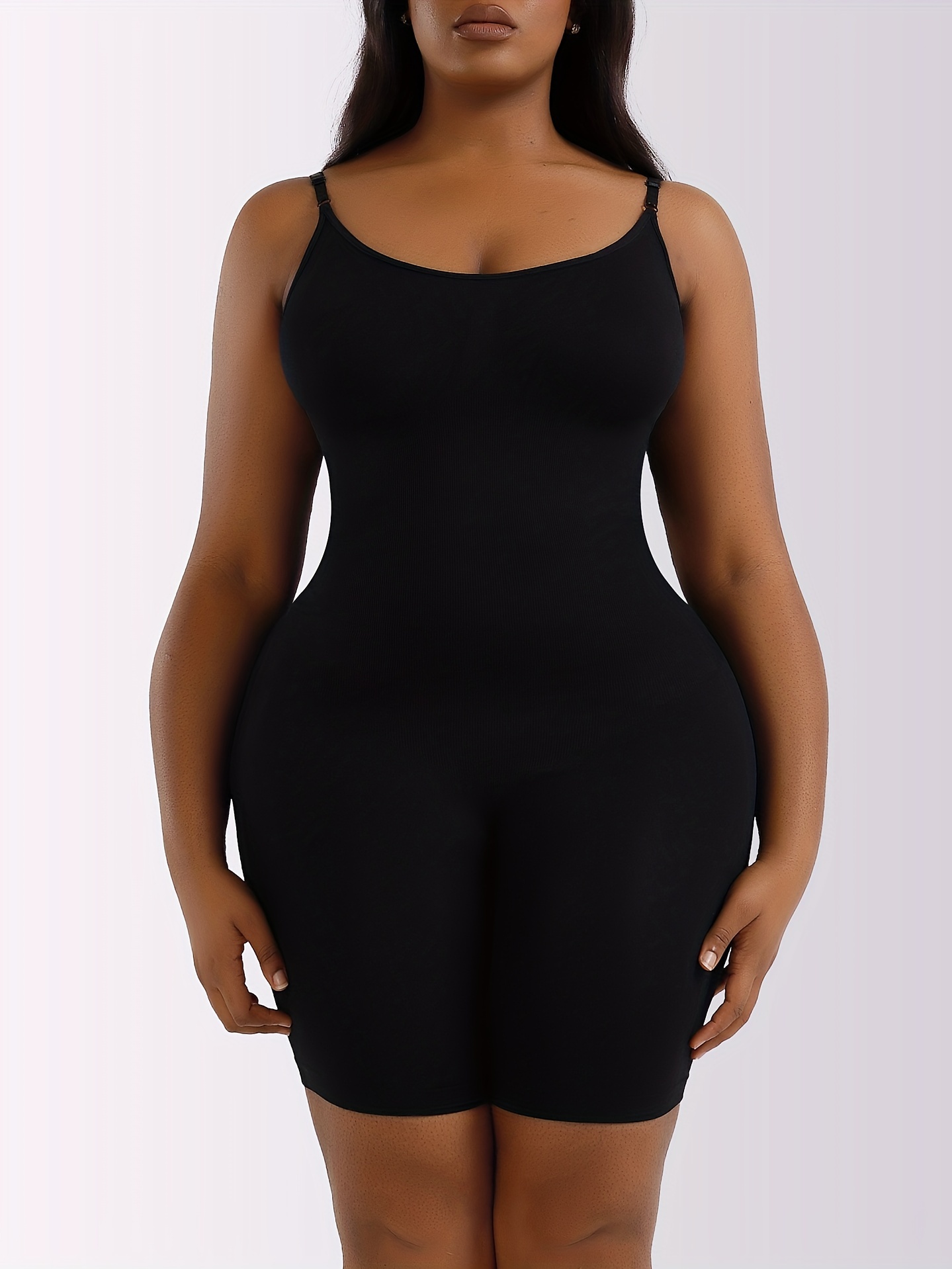 PMUYBHF Long Sleeve Black Jumpsuit Shapewear for Women Body Shaper Zipper  Open Bust Bodysuit Short Jumpsuit Black Romper Long Sleeve Tummy Control 