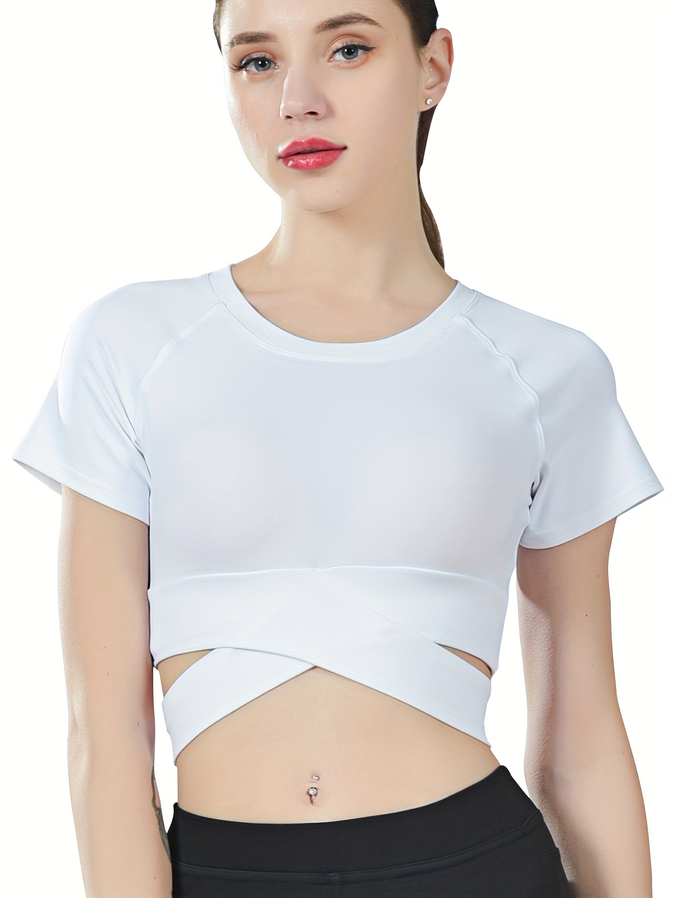 Mesh Stitching Corset Top, Sexy Solid Button Front Black Crop Top, Women's  Clothing