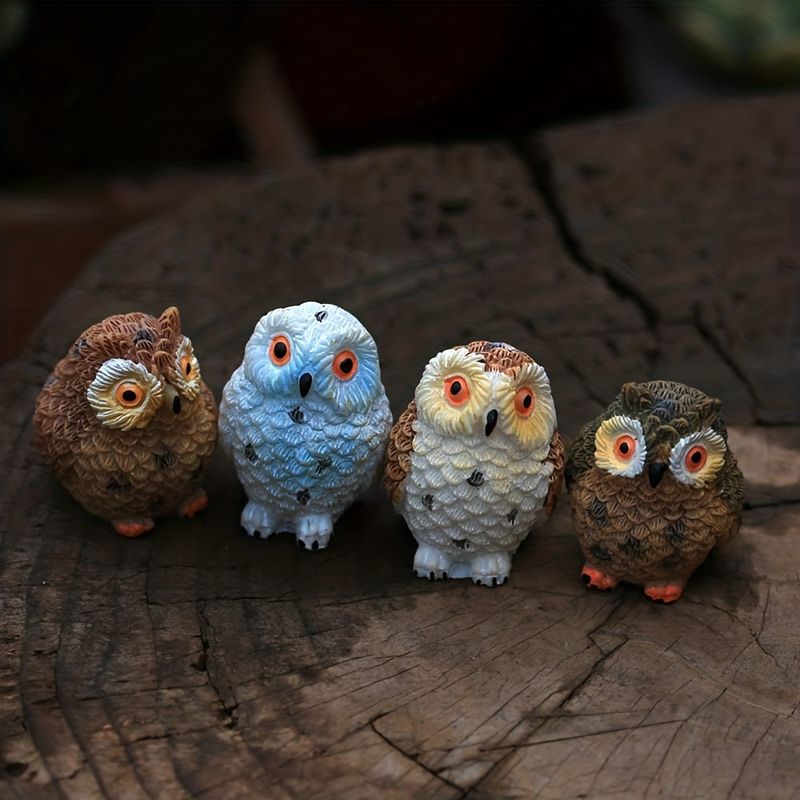 1pc Resin Mini Owls Miniature Figurines Fairy Garden Accessories Fairy Garden Animals For Fairy Garden Micro Landscape Plant Pots Bonsai Craft Decor details 1