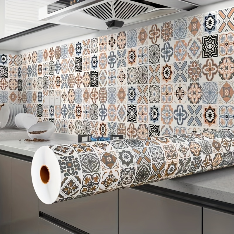 Decoroom Carta Adesiva per Mobili Geometrico Blanc 45x300 cm Impermeabile  Vinile Autoadesivo PVC Rinnovato Cucina Bagno Carta da Parati Pellicola