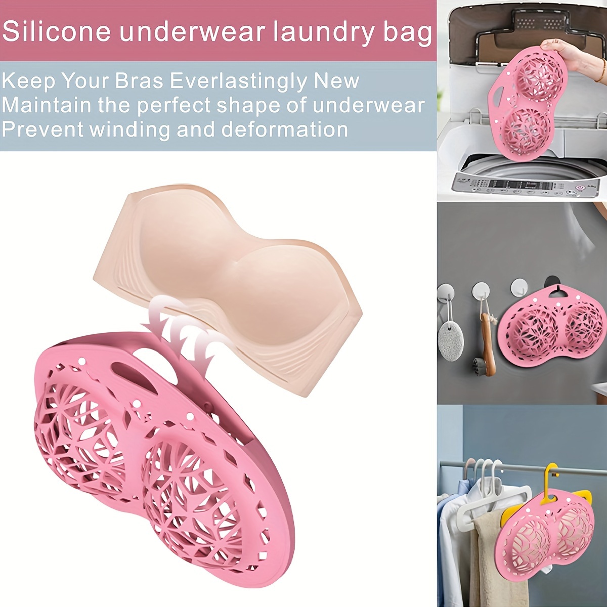 1pc Purple/Pink Silicon Bra Washing Bag, Anti-Deformation Laundry Bag For  Delicate Bra And Protect Underwear In Dryer, Lingerie Protector
