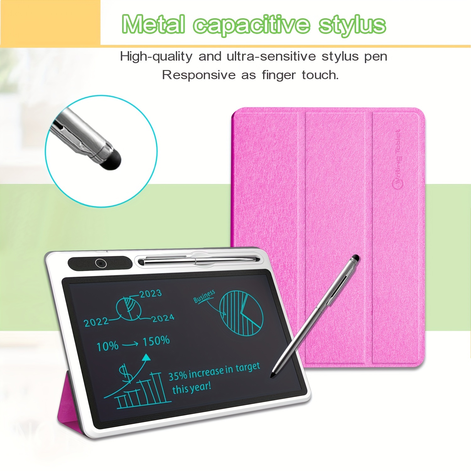 LCD Writing Pad, Writing Drawing Pads Erasable Reusable Portable Doodle  Board Gifts for Kids, Office (Black 10 Inch)