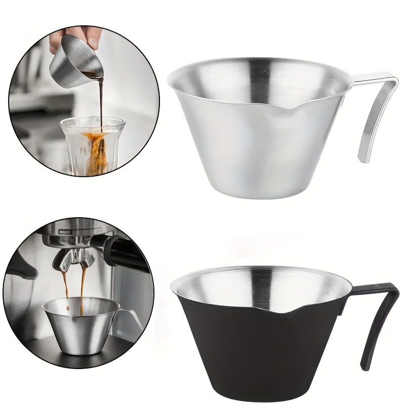 Stainless Steel Espresso Cup With Scale Ergonomic Handle - Temu