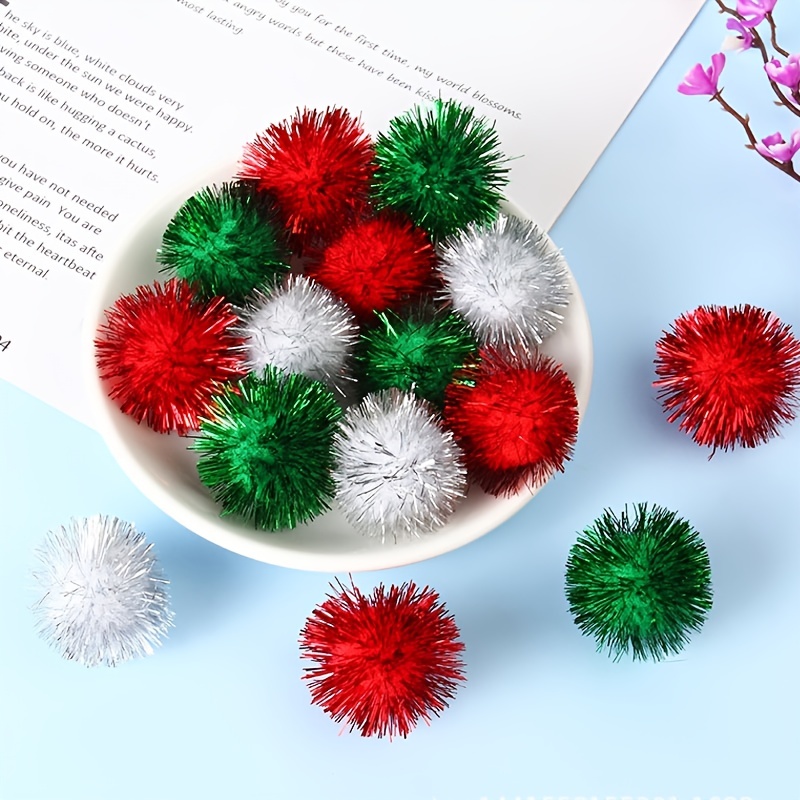 50PCS Mix glitter pompom Tinsel multicolor pom-pom Crafts material  Christmas tree decoration Creative activity items DIY OEM - AliExpress