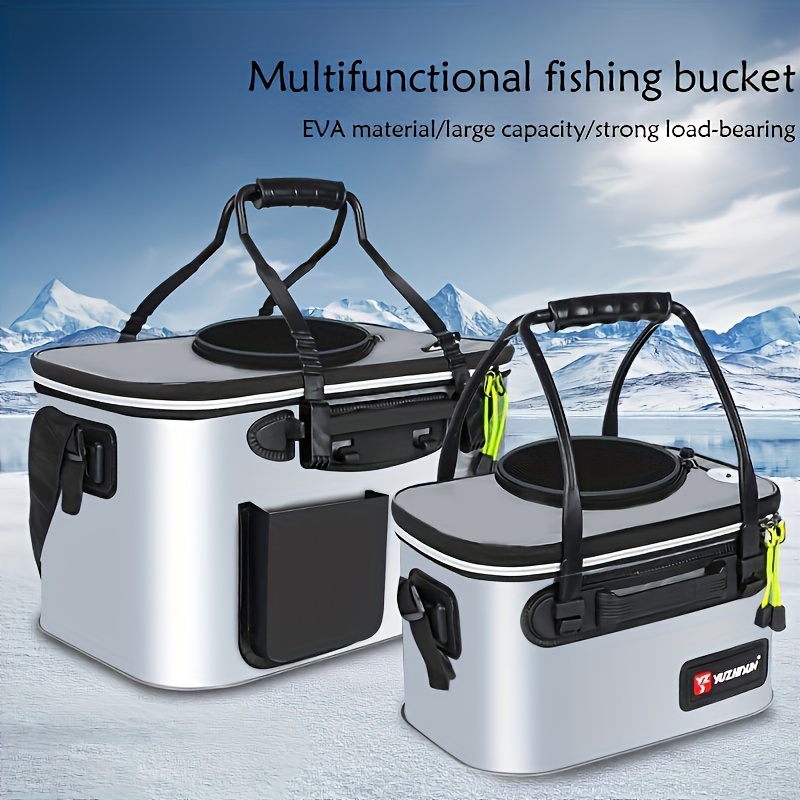 Transparent Top Cover Fishing Bucket, Foldable Fish Bait Bucket,  Multifunctional Minnow Bucket, Live Fish Container, Fish Protection Bucket,  Outdoor