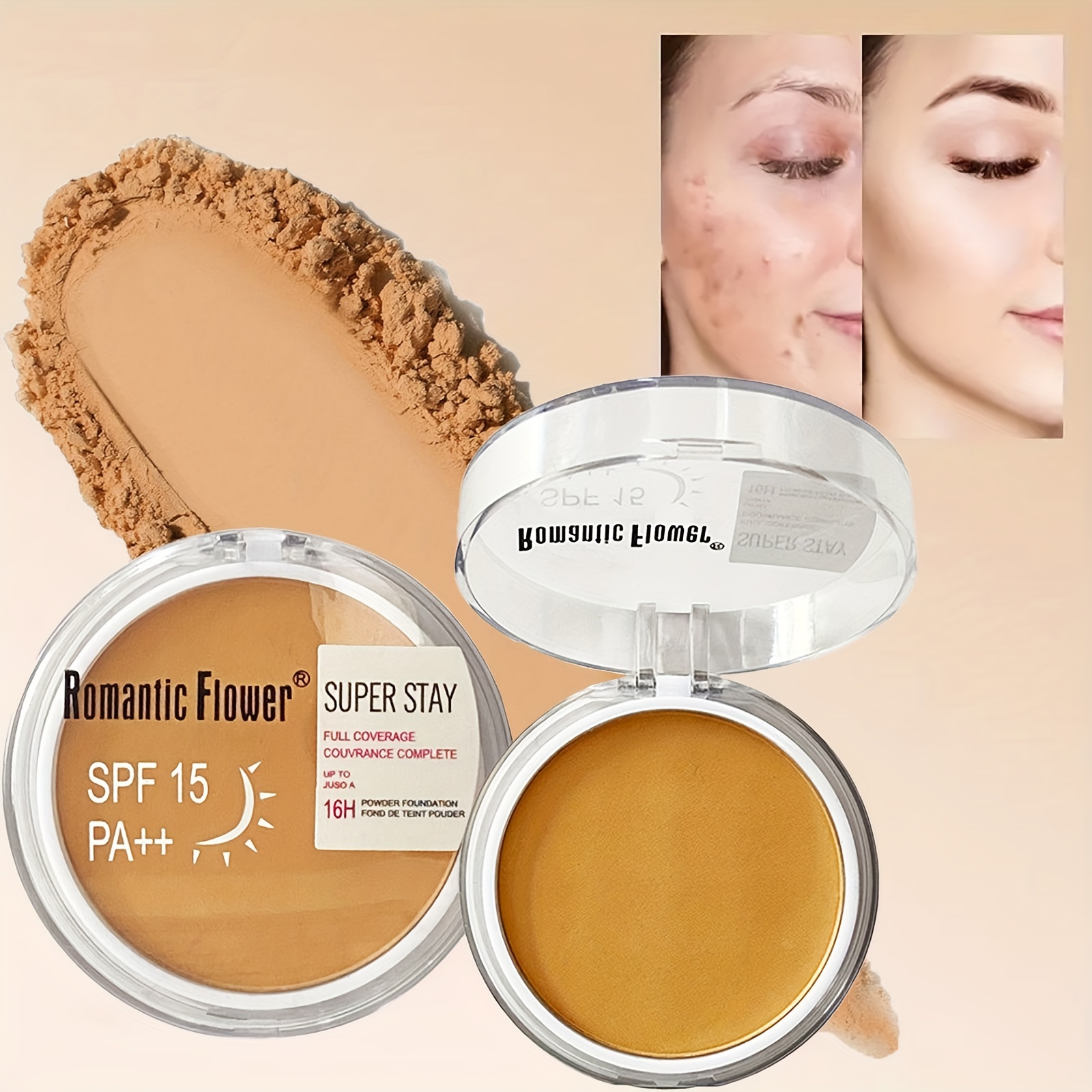 3-color Concealer Face Makeup Pressed Powder, Soft Focus Facial