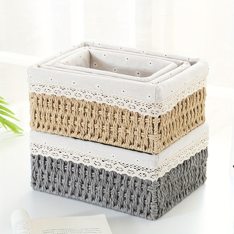 Storage Box Lid Baskets Organizing Organizer Shelves Decorative