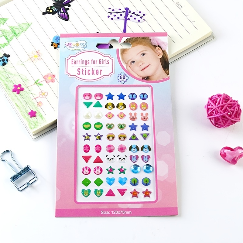  AUGSUN 240 Piece Sticker Earrings 3D Gems Sticker Girls Sticker  Earrings Self-Adhesive Glitter Craft Crystal Stickers : Toys & Games