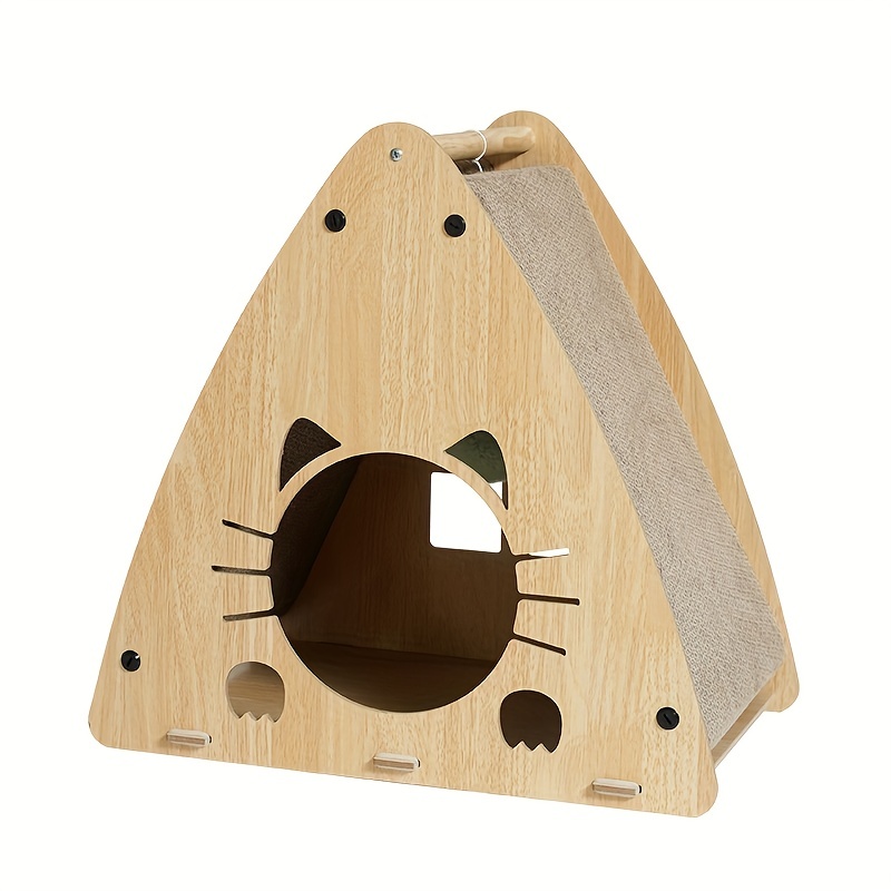 cat scratcher toy cat bed cat scratching post cardboard interactive solid wood scratcher pet toy details 6